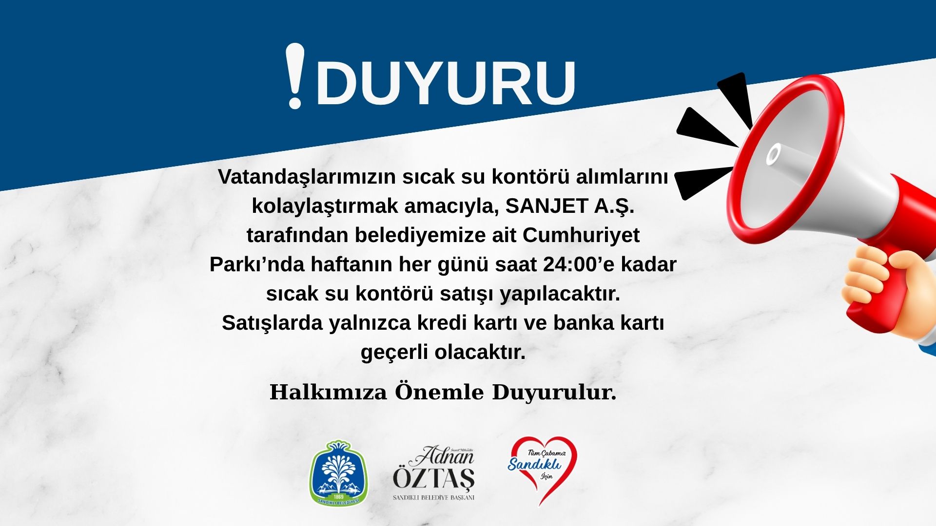 Cumhuriyet Park'ta Kontör Satışımız Başlamıştır